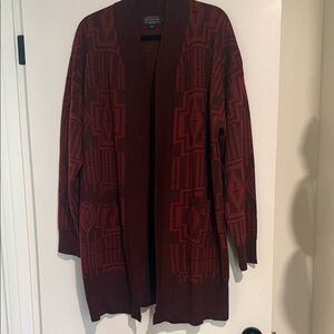 Pendleton Red and Burgundy Knit Cardigan